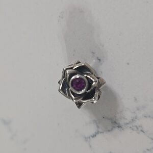 Ja-41 Authentic Chamilia Sterling Silver Bead Rose Flower Pink